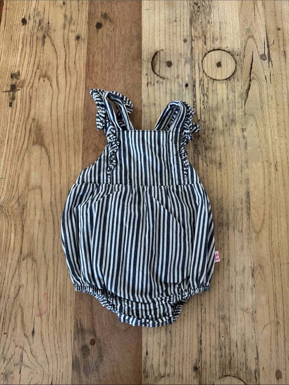 Ruffle Butts Navy & White Striped Bubble Romper